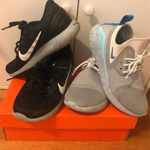2 pairs of nike sneakers- lunarcharge-lunarglide 9